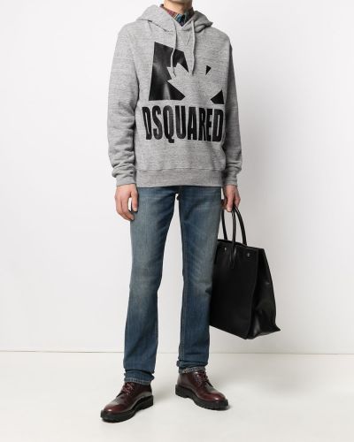 Raštuotas džemperis su gobtuvu Dsquared2 pilka