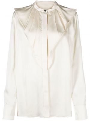 Сатенена блуза с волани Jil Sander бяло