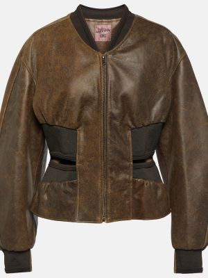 Kožna bomber jakna Jean Paul Gaultier smeđa