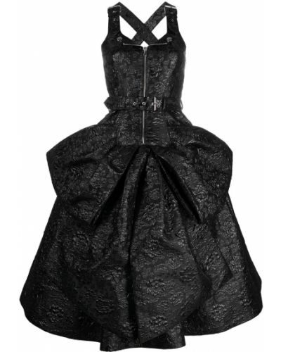 Vestido midi sin mangas de flores de tejido jacquard Moschino negro