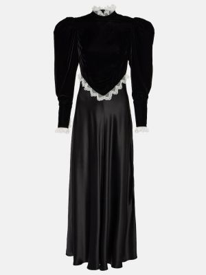 Svilena dolga obleka Rodarte črna