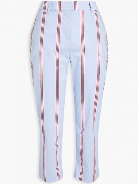 Синие хлопковые брюки слим в полоску Stella Jean