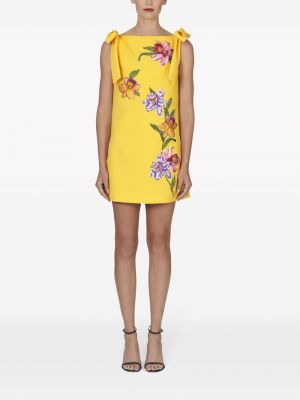 Sukienka bez rękawów w kwiatki Carolina Herrera żółta