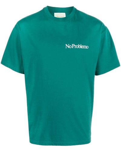 T-shirt avec imprimé slogan en coton à imprimé Aries vert