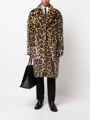 Leopardí kabát s knoflíky s potiskem Random Identities béžový