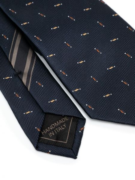 Hedvábná kravata s výšivkou Brioni modrá