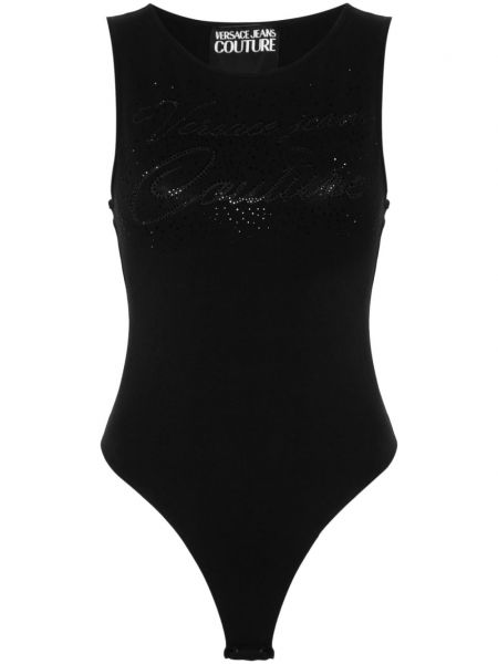 Bodijs bez piedurknēm ar kristāliem Versace Jeans Couture melns