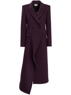 Asymetrický vlněný kabát Alexander Mcqueen fialový