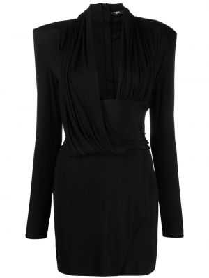 Mini vestido con escote v Balmain negro