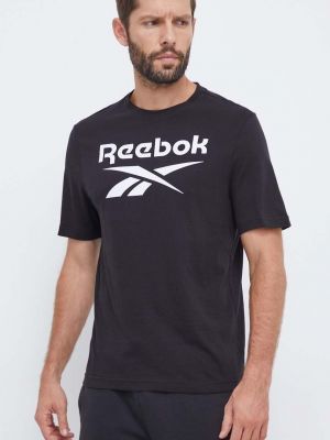 Памучна тениска с дълъг ръкав с принт Reebok черно