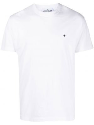 T-shirt med broderi Stone Island vit