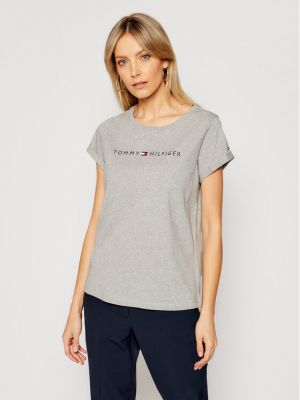 Marškinėliai slim fit Tommy Hilfiger pilka