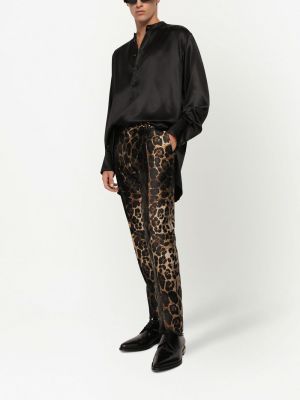 Pantalon slim à imprimé à imprimé léopard Dolce & Gabbana marron