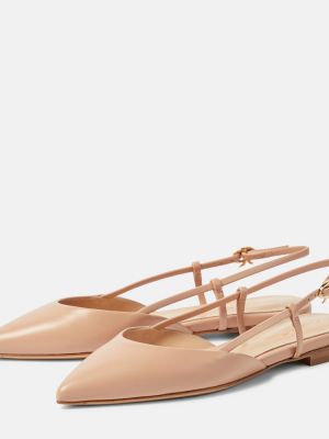 Nyitott sarkú bőr balerina cipők Gianvito Rossi bézs