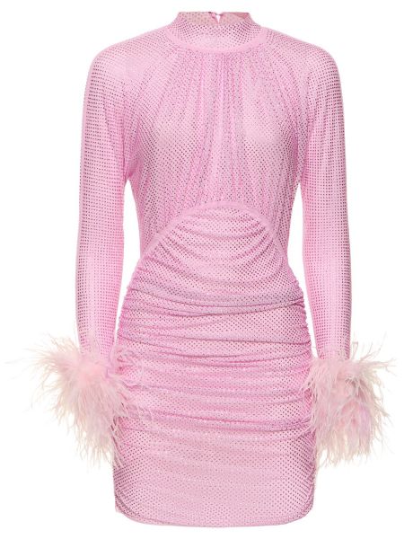 Μini φόρεμα με φτερά Self-portrait ροζ