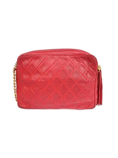 Retro bolso cruzado de cuero Chanel Vintage rojo
