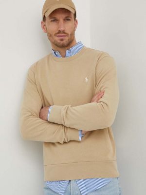 Bluza bawełniana w jednolitym kolorze Polo Ralph Lauren beżowa