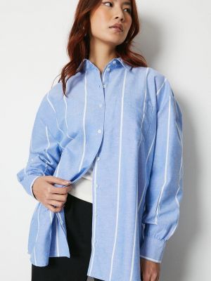 Рубашка оверсайз в полоску из шамбре Warehouse синий