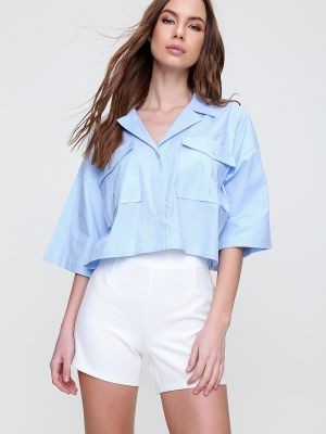 Koszula z kieszeniami Trend Alaçatı Stili niebieska