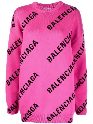 Haftowane długi sweter wełniane Balenciaga - сzarny