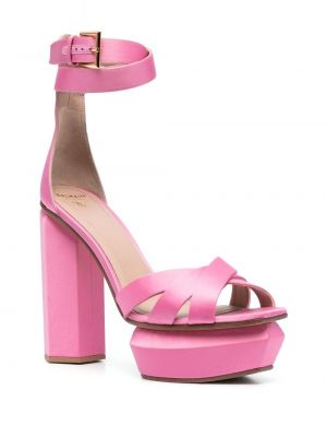 Satīna sandales ar platformu Balmain rozā