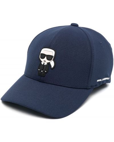 Памучна шапка с козирки Karl Lagerfeld синьо