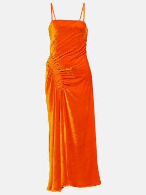Bársony midi ruha Proenza Schouler narancsszínű