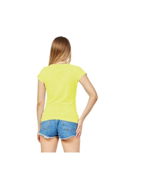 Camiseta de algodón con estampado de cuello redondo Yes Zee amarillo