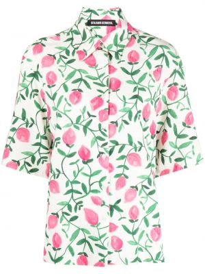 Gėlėta medvilninė lininė marškiniai Benjamin Benmoyal