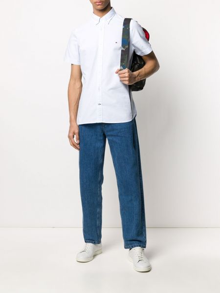 Camisa con bordado manga corta Tommy Hilfiger azul