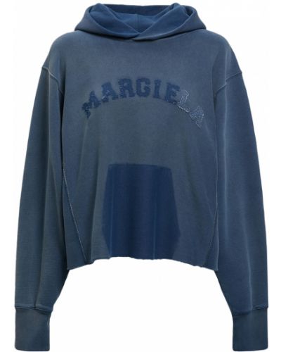 Džersis medvilninis džemperis su gobtuvu Maison Margiela mėlyna