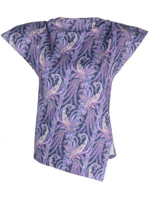 Bavlnené tričko s potlačou s paisley vzorom Isabel Marant fialová
