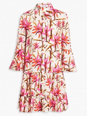 Платье мини в цветочек с принтом из крепа Diane Von Furstenberg розовое