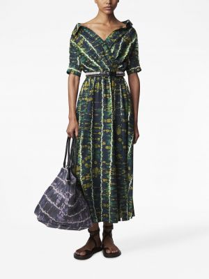 Midi šaty s potiskem s abstraktním vzorem Altuzarra zelené