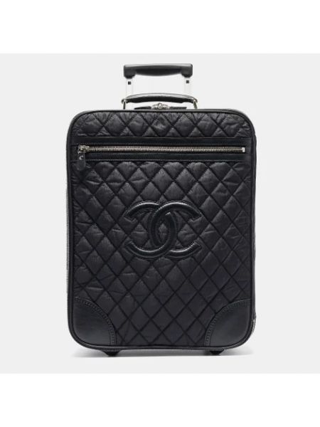 Bolsa de viaje de cuero Chanel Vintage negro