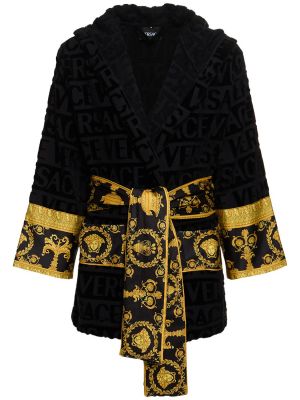 Памучен халат Versace черно