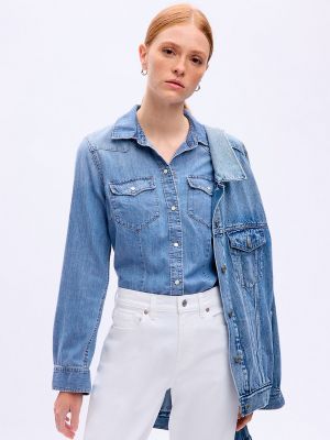 Женская джинсовая рубашка в техасском стиле Gap синий