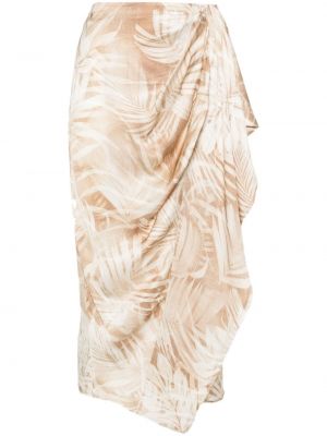 Drapovaný sukňa s potlačou Ermanno Firenze béžová