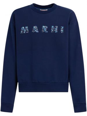 Raštuotas medvilninis džemperis Marni mėlyna