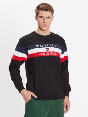 T-shirt a maniche lunghe Tommy Jeans nero