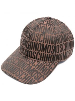 Cappello in tessuto jacquard Moschino marrone