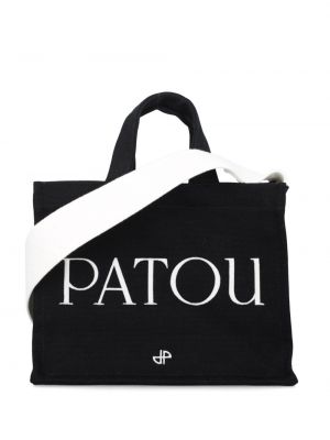 Βαμβακερή τσάντα shopper Patou μαύρο