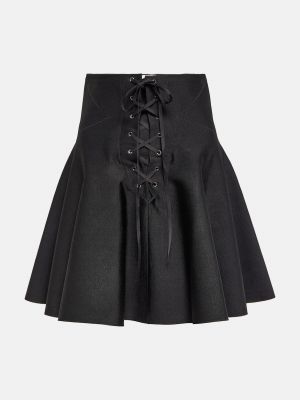 Плиссированная юбка мини Alaïa черная