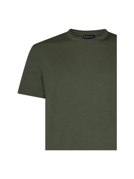 Camiseta con bordado de cuello redondo Tom Ford verde