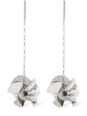 Naušnice s cvjetnim printom Isabel Marant srebrena