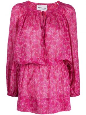 Virágos pamut mini ruha nyomtatás Marant Etoile rózsaszín