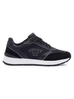 Кожаные кроссовки Versace черные
