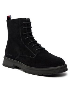 Semišové kotníkové boty Tommy Hilfiger černé