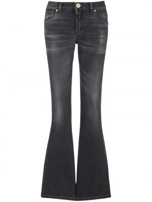 Bootcut džínsy s výšivkou Balmain čierna