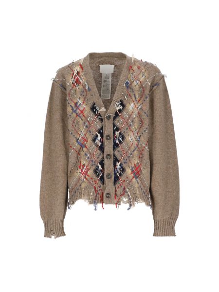 Sweter z alpaki z wzorem argyle Maison Margiela beżowy